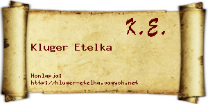 Kluger Etelka névjegykártya